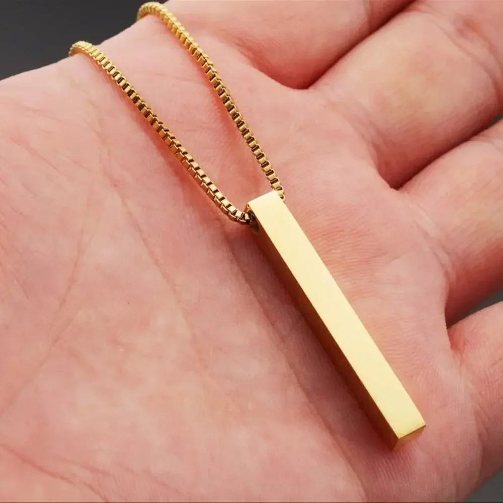 18K Gold Plated Vertical Bar Pendant Necklace